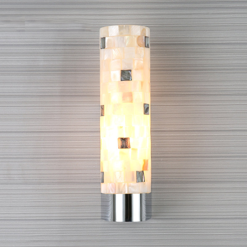 Sikunuo | Puzzled Work Column Wall Lamp Modern Shell 1 Head Bathroom Spotlight Lighting in Chrome