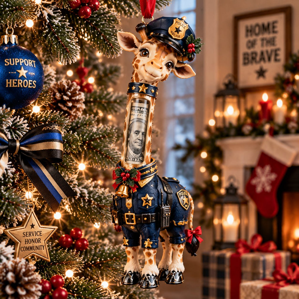 Giraffe on the Job Christmas Cash Holder Ornament