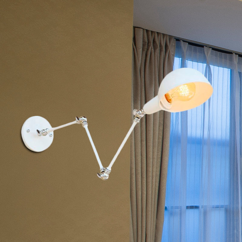 Sikunuo | 1 Bulb Wall Lamp Retro Style Swivel Arm Metal Mini Wall Light in White for the Home Office