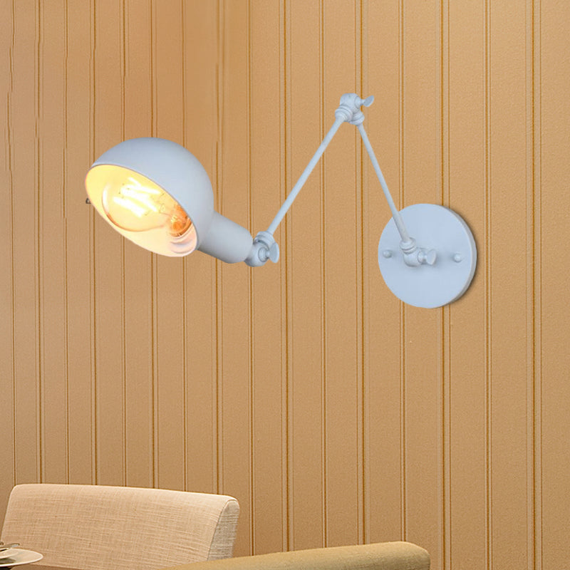 Sikunuo | 1 Bulb Wall Lamp Retro Style Swivel Arm Metal Mini Wall Light in White for the Home Office