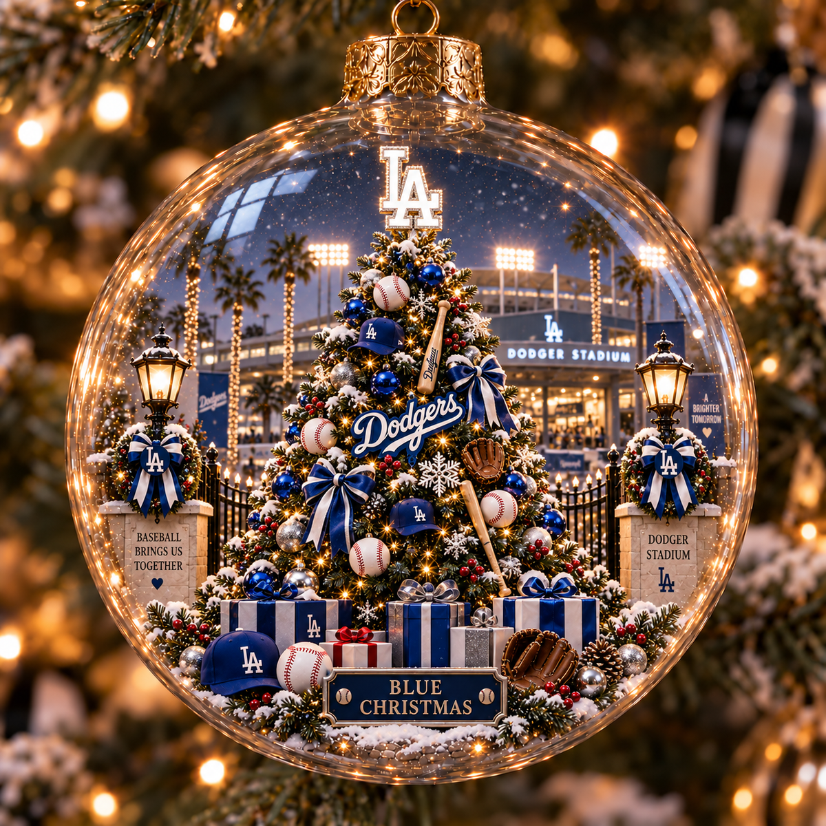 Think Blue — Light-Up Baseball Ornament
