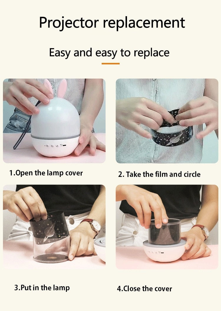 Sikunuo | LED Universe Stars Bunny Projector Night Light