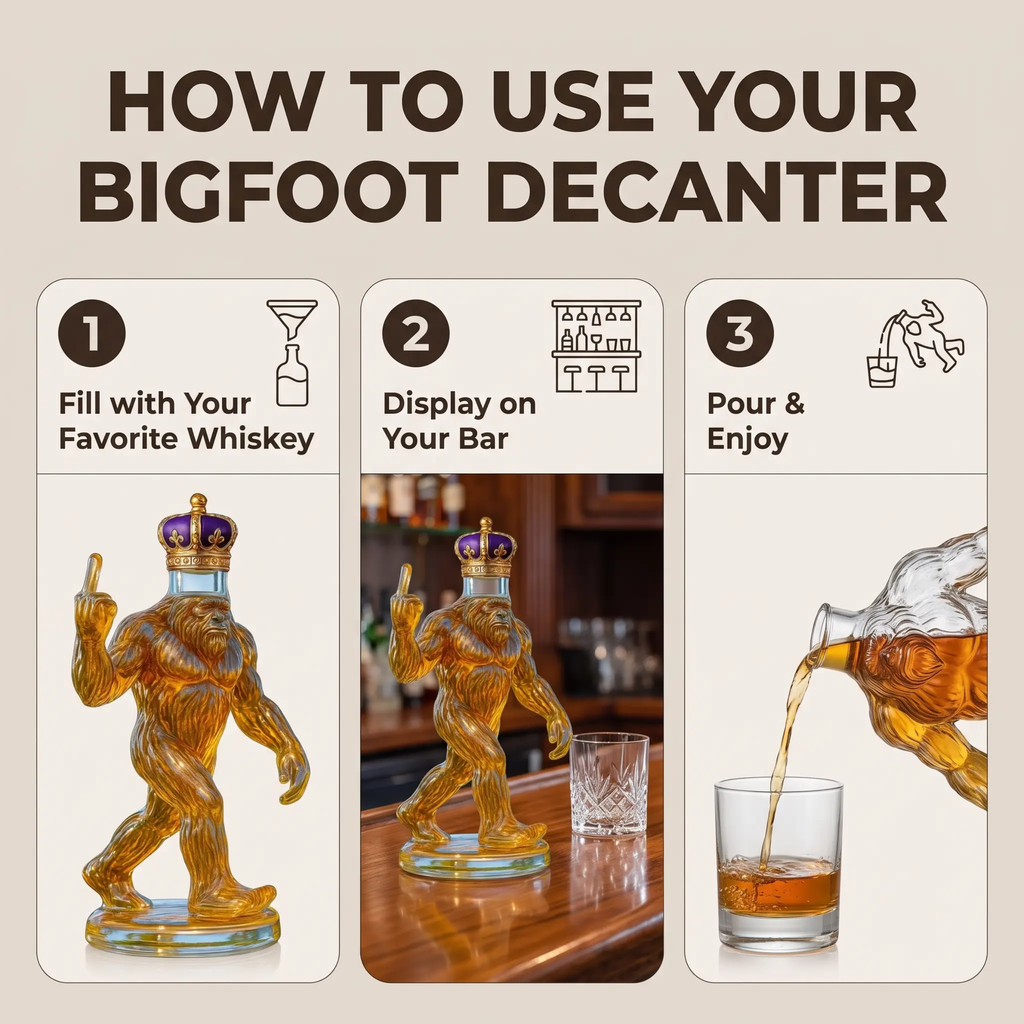 Sikunuo | Whiskey Decanter Funny Bigfoot Glass Bottle