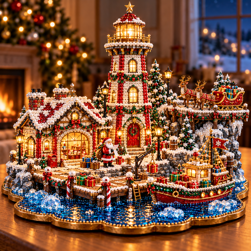 Christmas Lighthouse Village – DIY 3D Diamond Art Decoration Kit