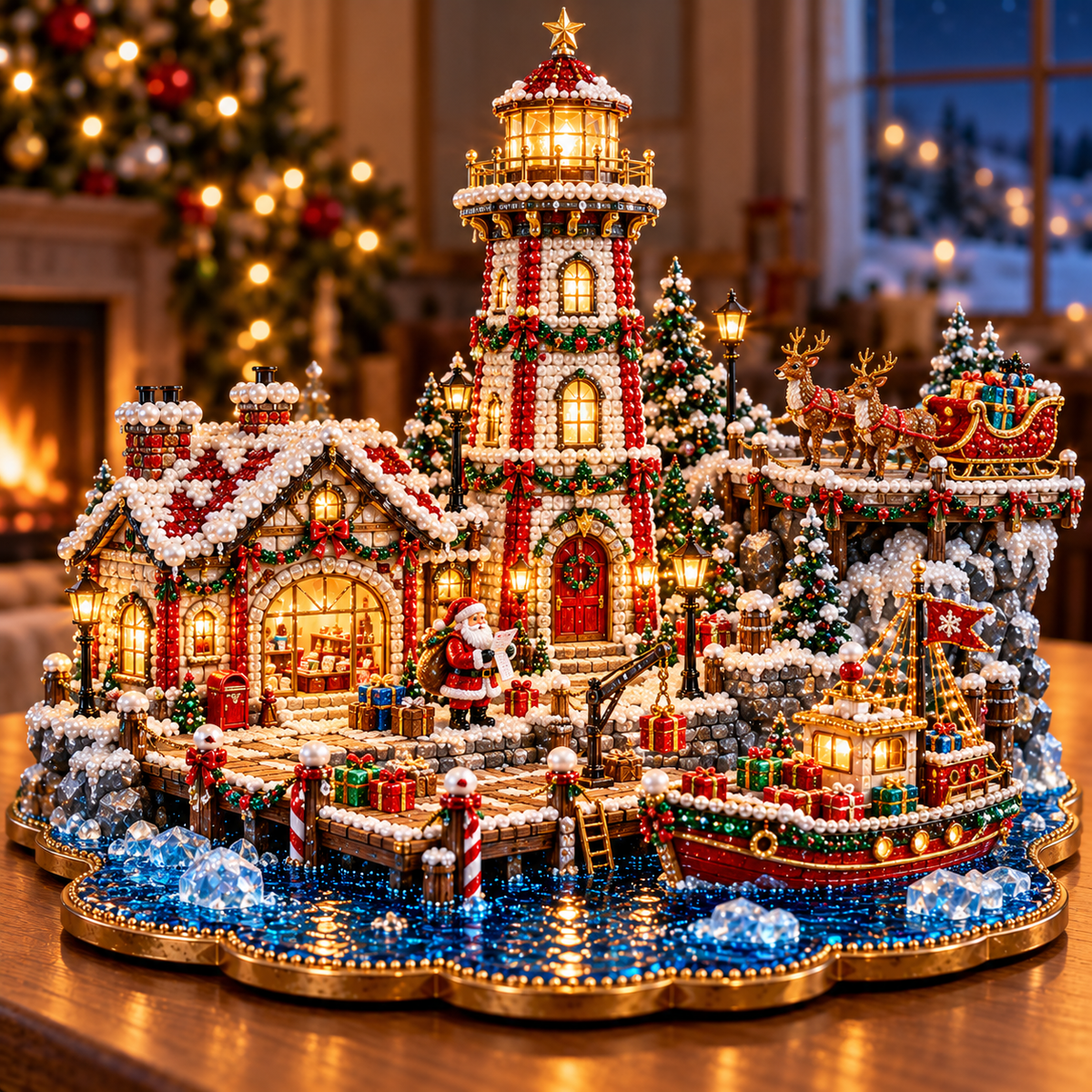 Christmas Lighthouse Village – DIY 3D Diamond Art Decoration Kit
