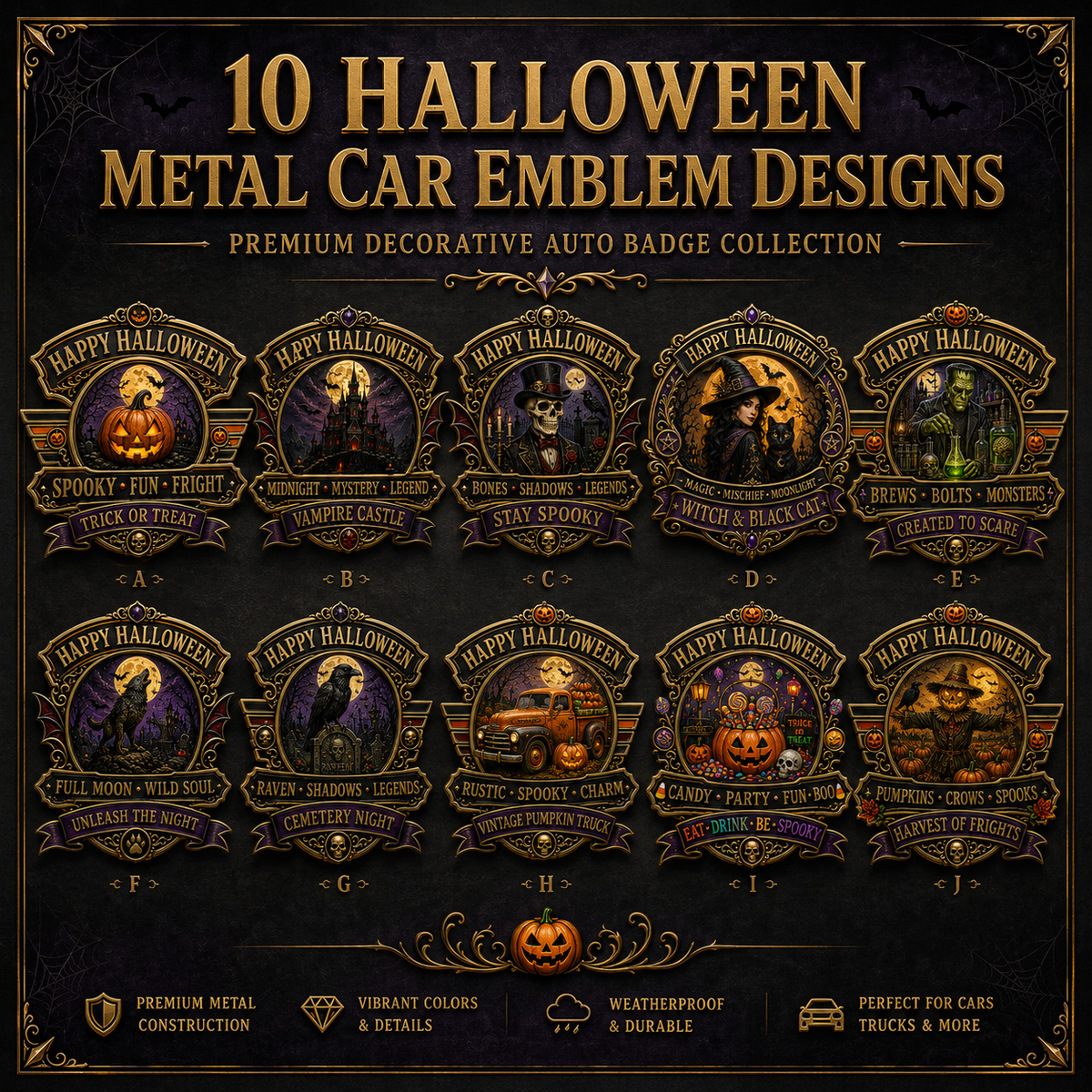 Happy Halloween Metal Car Emblem
