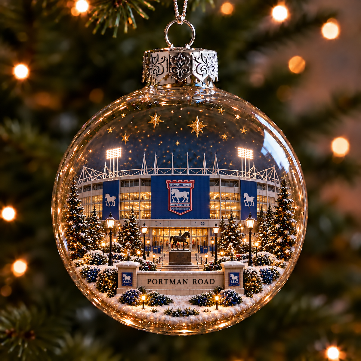 Light-Up Football Stadium Christmas Ornament