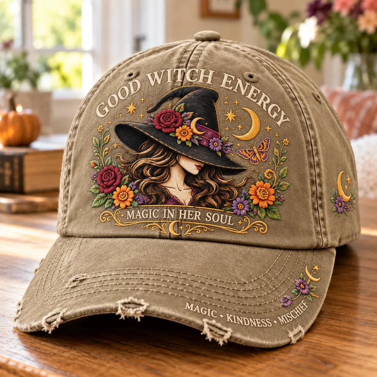 Good Witch Energy Floral Witch Baseball Cap