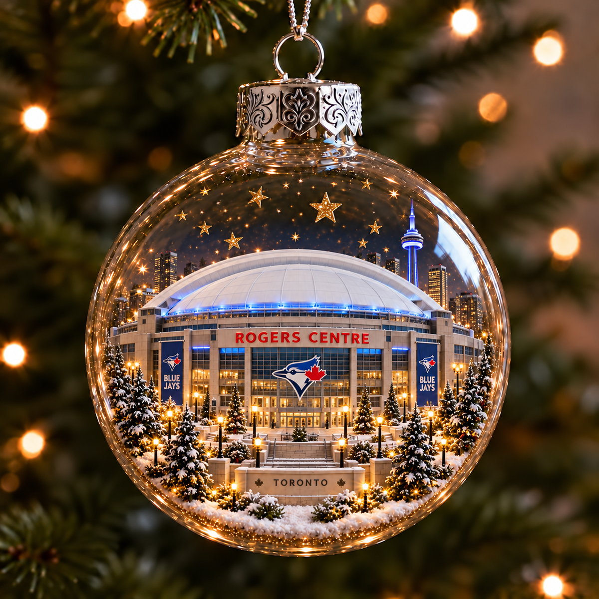 Light-Up Baseball Stadium Christmas Ornament