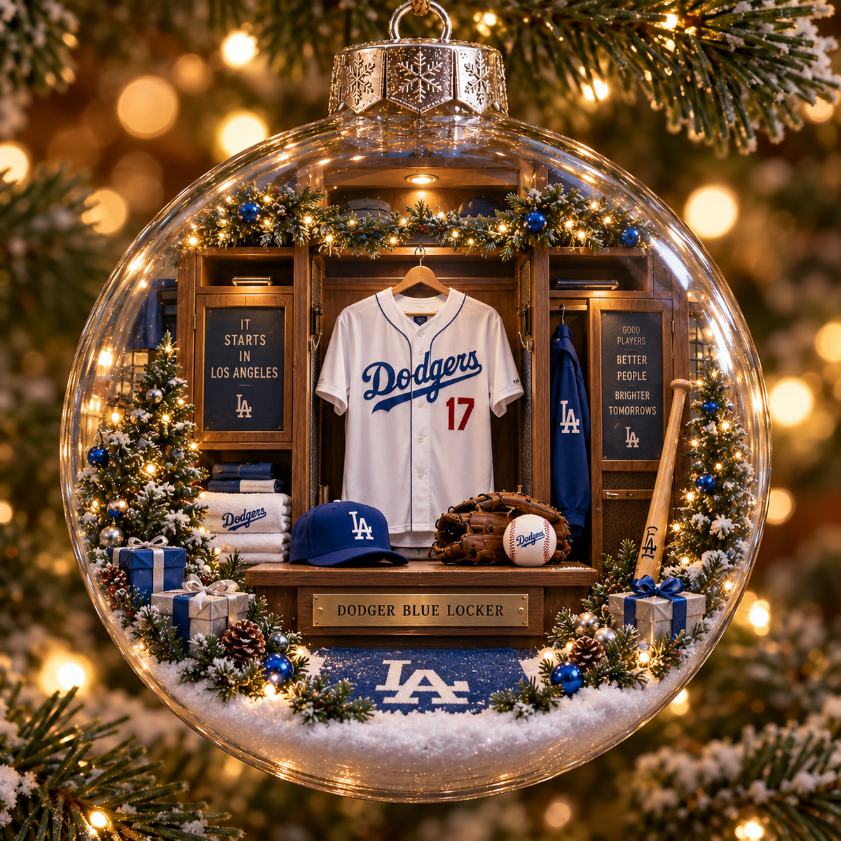 Think Blue — Light-Up Baseball Ornament