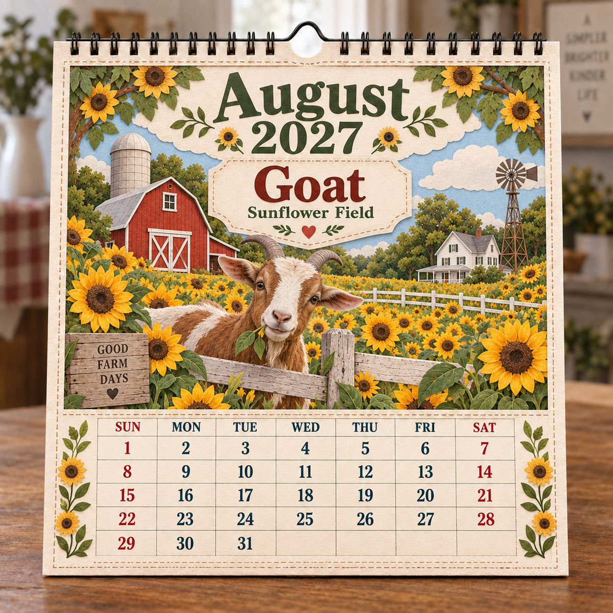 2027 Farm Animals & Country Life Wall Calendar