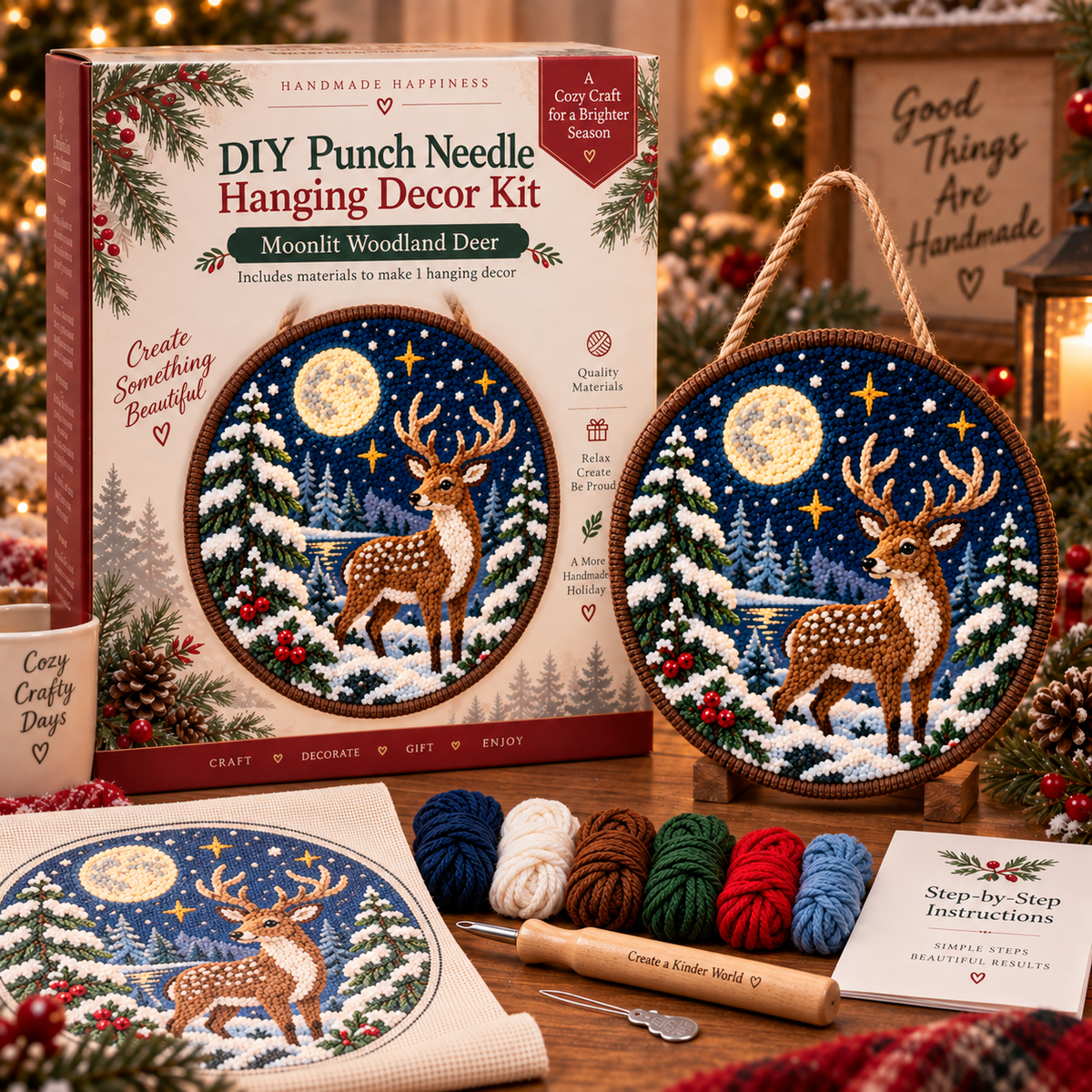 DIY Punch Needle Winter Woodland Hanging Decor Kit