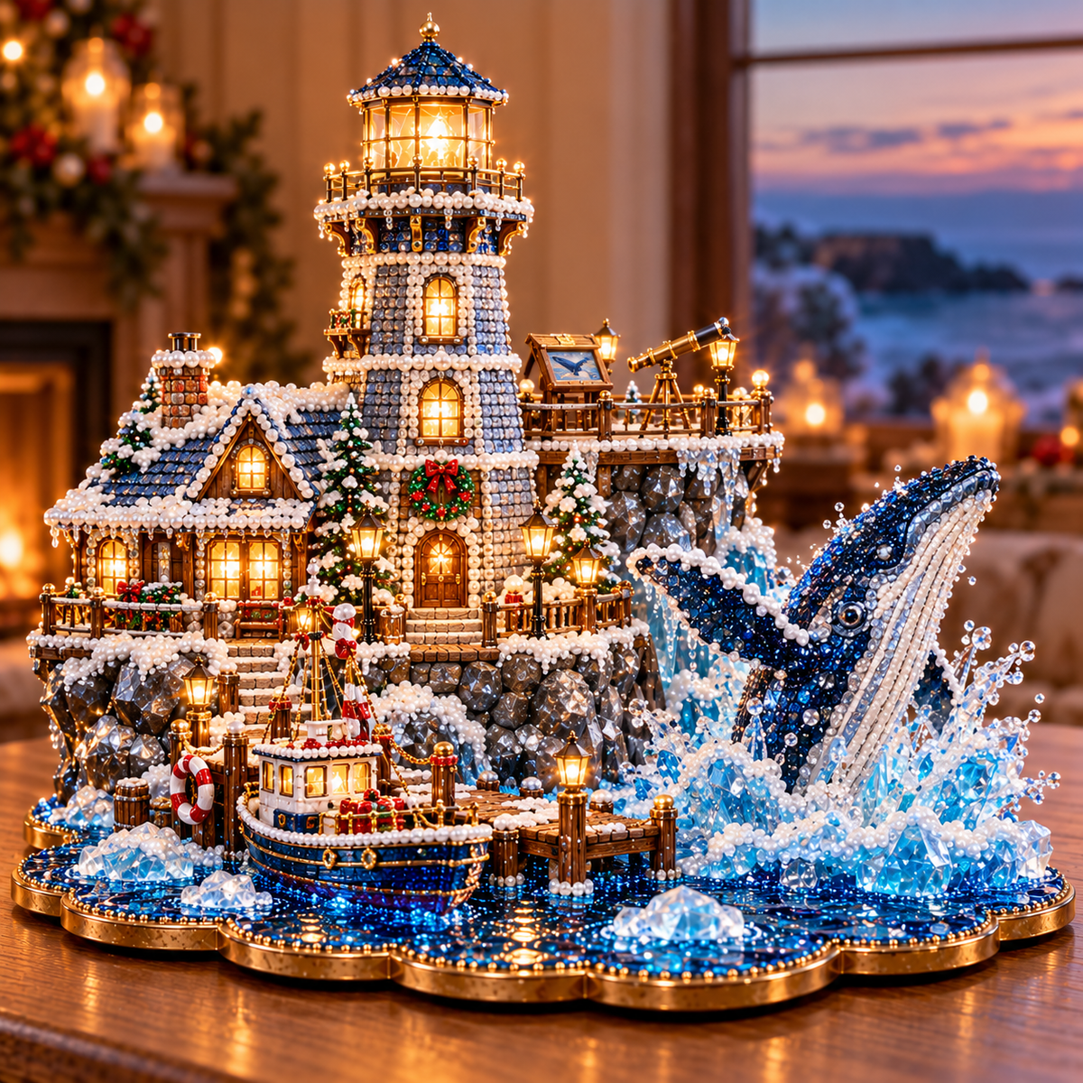 Christmas Lighthouse Village – DIY 3D Diamond Art Decoration Kit