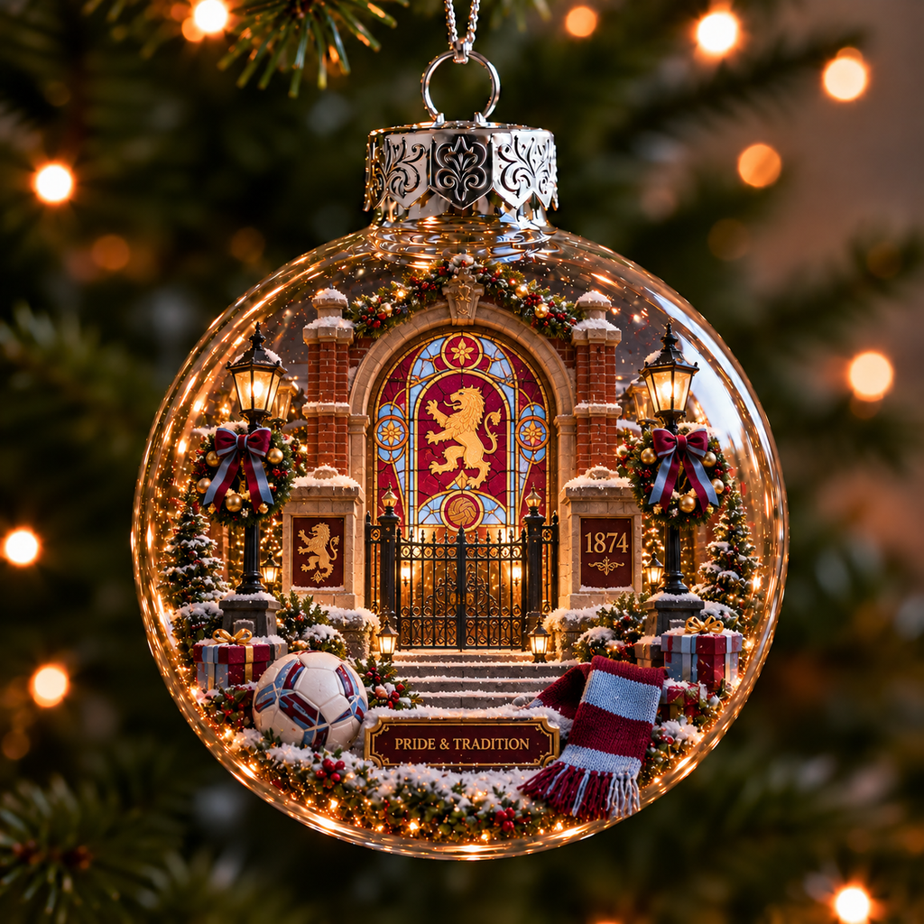 Pride & Tradition Light-Up Football Christmas Globe Ornament