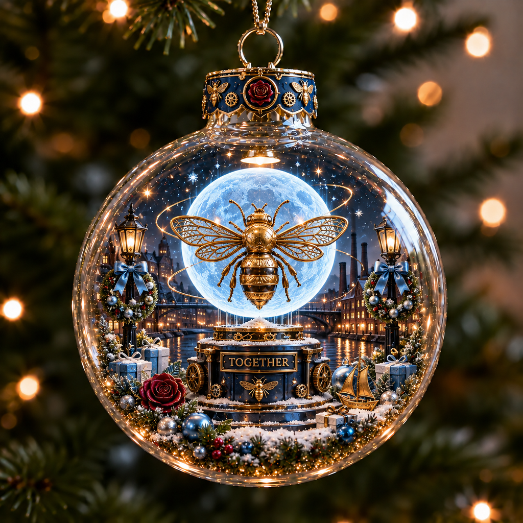 Pride in Battle Light-Up Football Christmas Globe Ornament