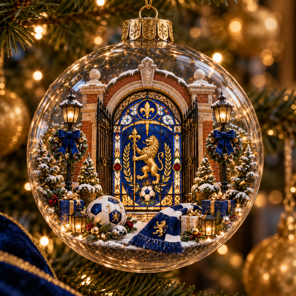 Keep the Blue Flag Flying High Light-Up Football Heritage Ornament