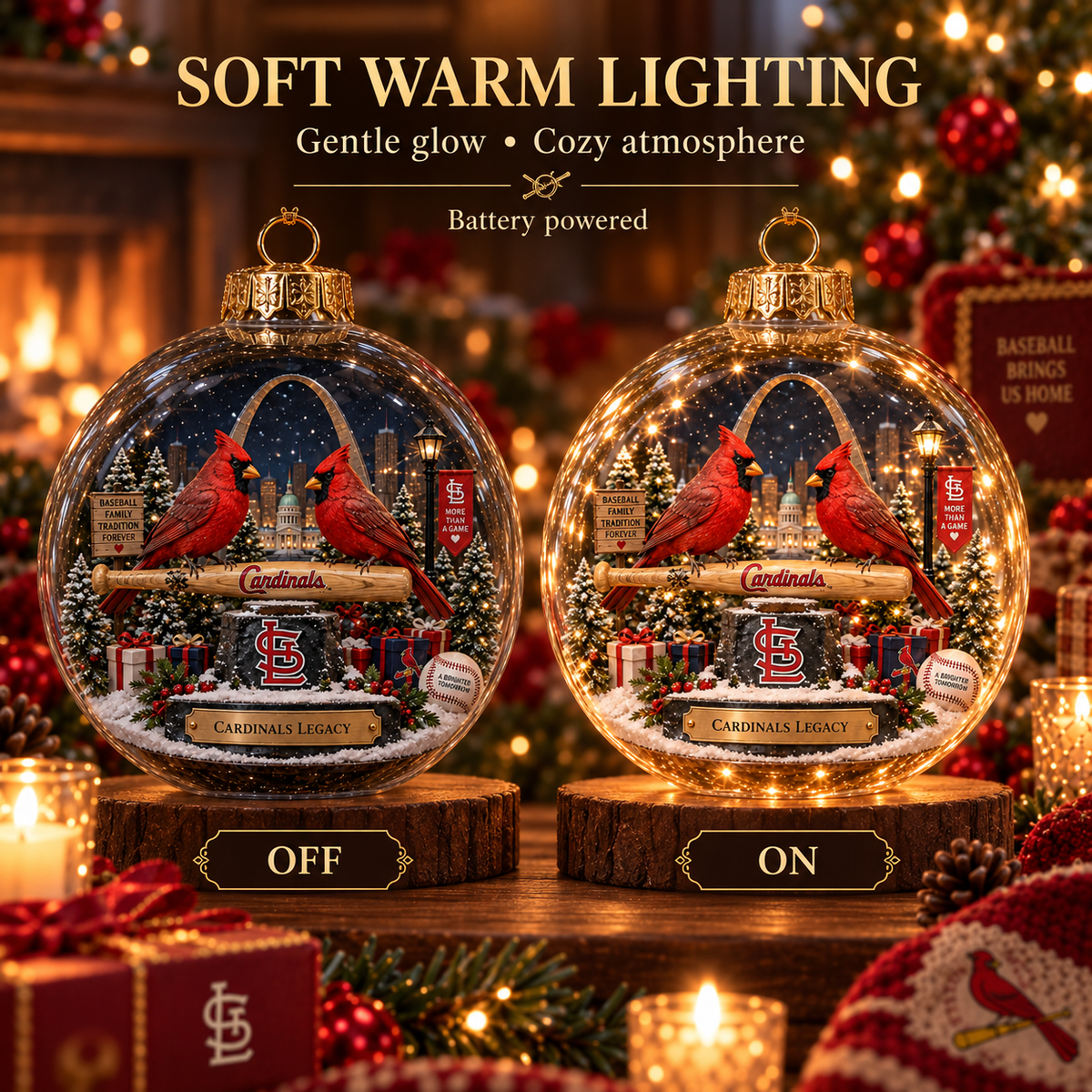 Cardinals Light-Up Heritage Christmas Ornament