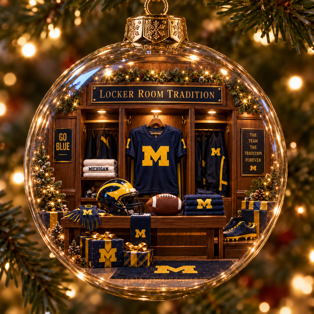 Go Blue – Light-Up College Football Heritage Christmas Ornament