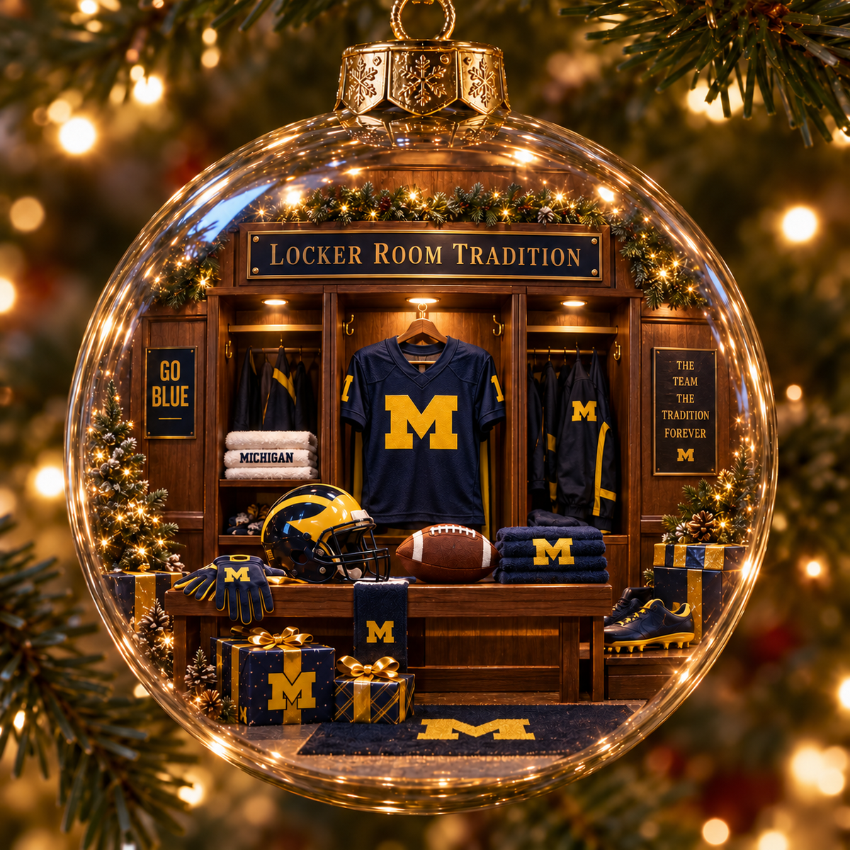 Go Blue – Light-Up College Football Heritage Christmas Ornament