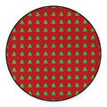 8-Bit Pixel Christmas Tree Pattern Print Round Floor Mat
