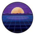 8-Bit Pixel Digital Landscape Print Round Floor Mat