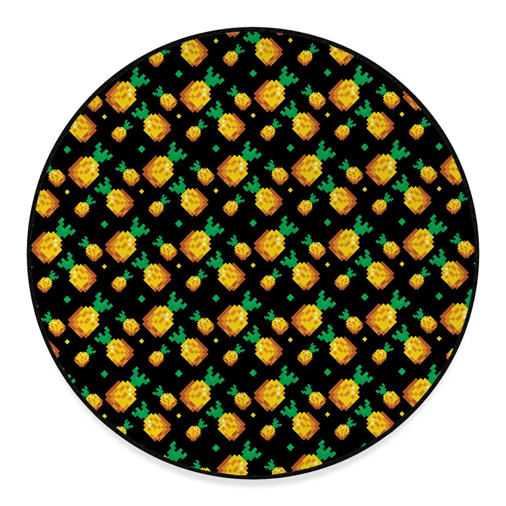 8-Bit Pixel Pineapple Print Round Floor Mat