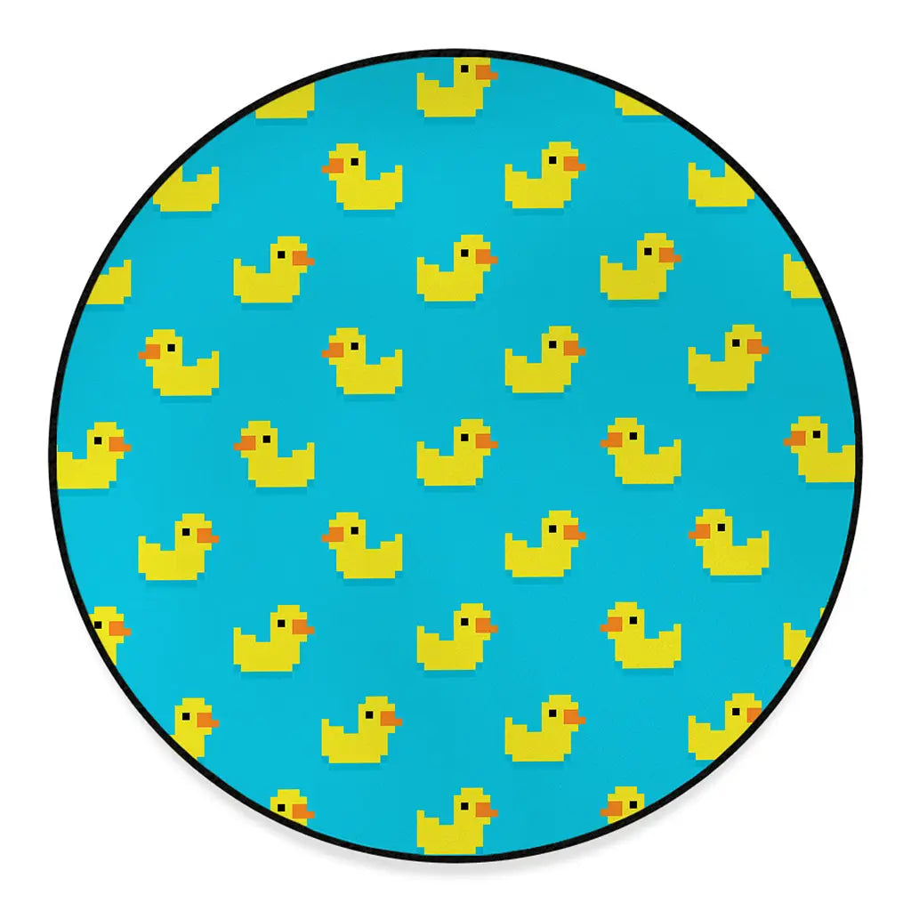 8-Bit Rubber Duck Pattern Print Round Floor Mat