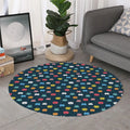 8-Bit Video Game Monsters Pattern Print Round Rug