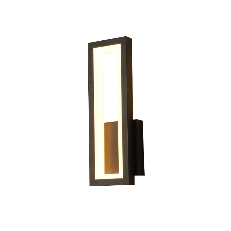 Sikunuo | White/Black/Gold Rectangular Frame Wall Light Minimalistic LED Metal Wall Mount Light Fixture in White/Warm Light