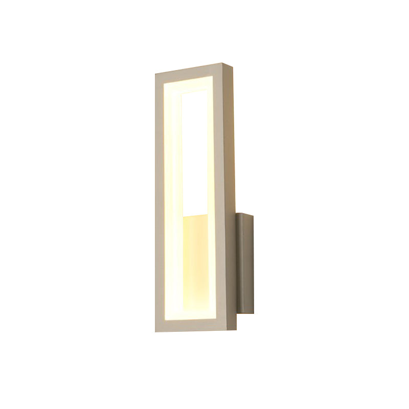 Sikunuo | White/Black/Gold Rectangular Frame Wall Light Minimalistic LED Metal Wall Mount Light Fixture in White/Warm Light