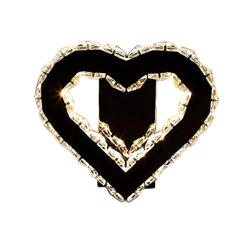 Sikunuo | LED Love Heart Wall Lighting Modernism Black Faceted Crystal Wall Lighting Ideas for Bedroom