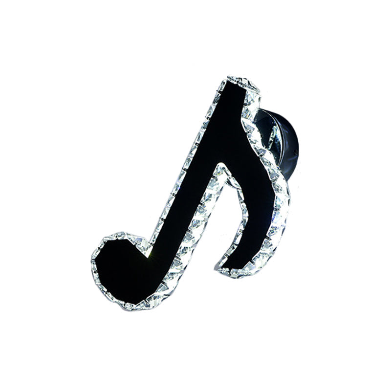 Sikunuo | Music Note Crystal Wall Light Wall Lamp Simple Style LED Hall Wall Mounted Lamp in Black