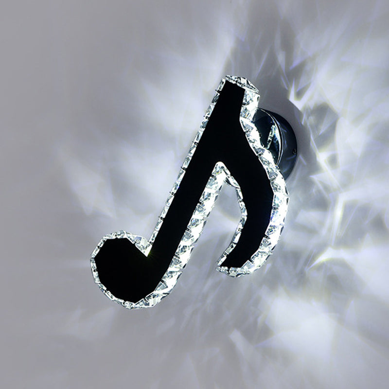 Sikunuo | Music Note Crystal Wall Light Wall Lamp Simple Style LED Hall Wall Mounted Lamp in Black