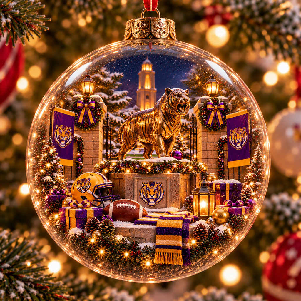 Geaux All the Way – Light-Up College Football Christmas Globe Ornament