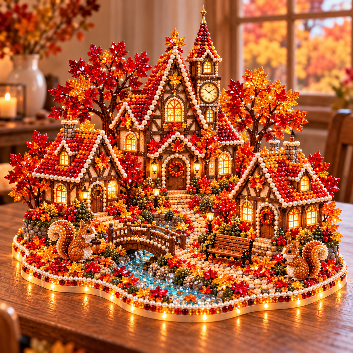 DIY Sparkling Autumn Village — 3D Diamond Art Decoration Kit