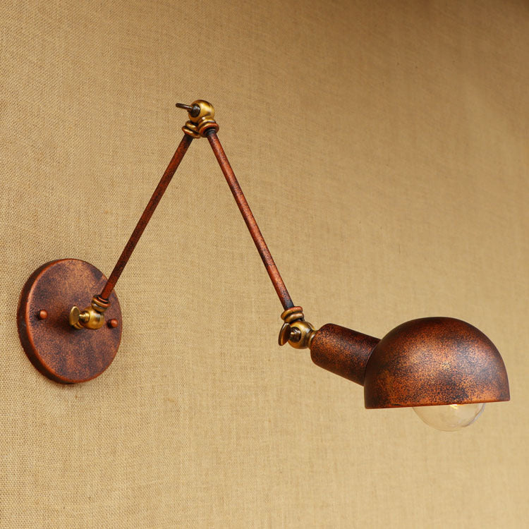Sikunuo | 1 Light Scale Wall Lamp Fixture Antique Style Rust Metal Wall Lamp with Rotatable Arm for Study Room