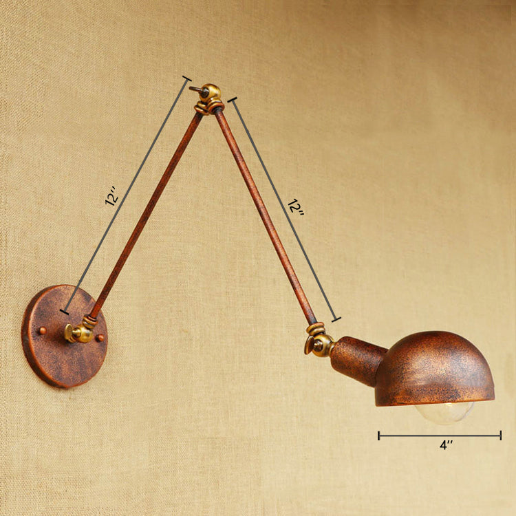 Sikunuo | 1 Light Scale Wall Lamp Fixture Antique Style Rust Metal Wall Lamp with Rotatable Arm for Study Room