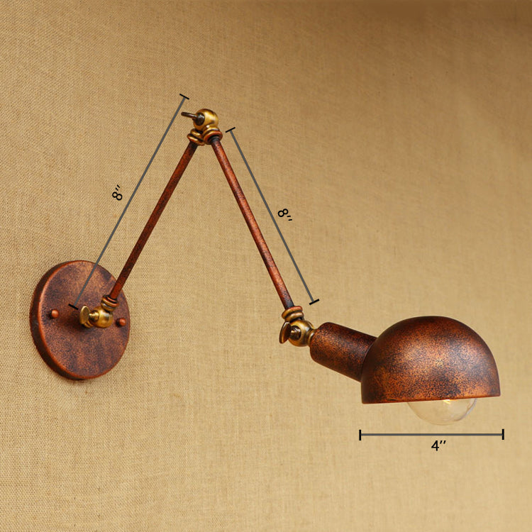Sikunuo | 1 Light Scale Wall Lamp Fixture Antique Style Rust Metal Wall Lamp with Rotatable Arm for Study Room