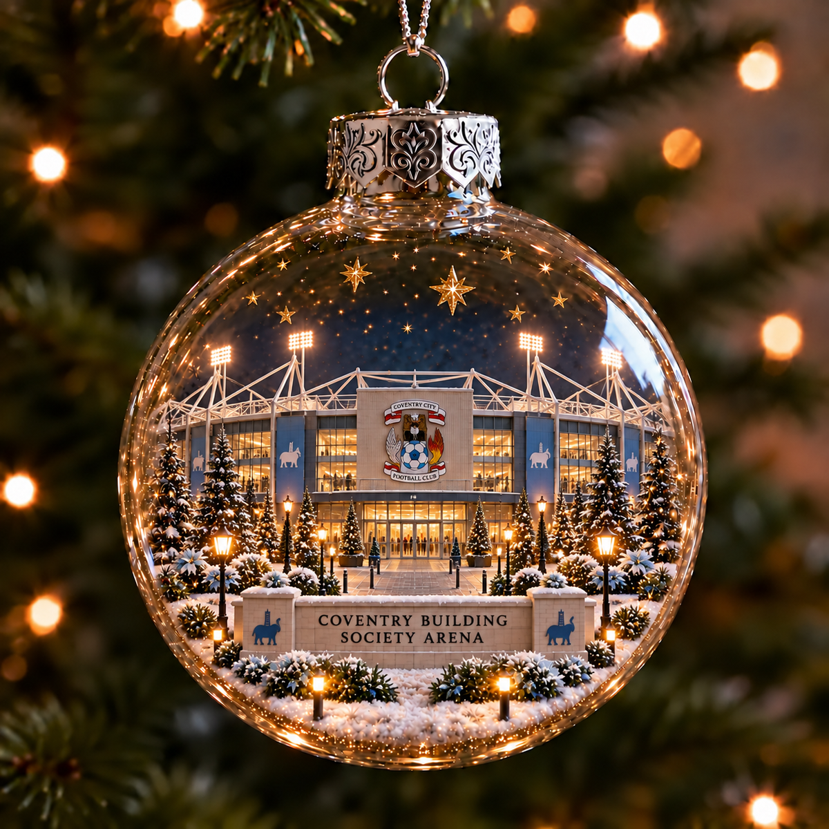 Light-Up Football Stadium Christmas Ornament