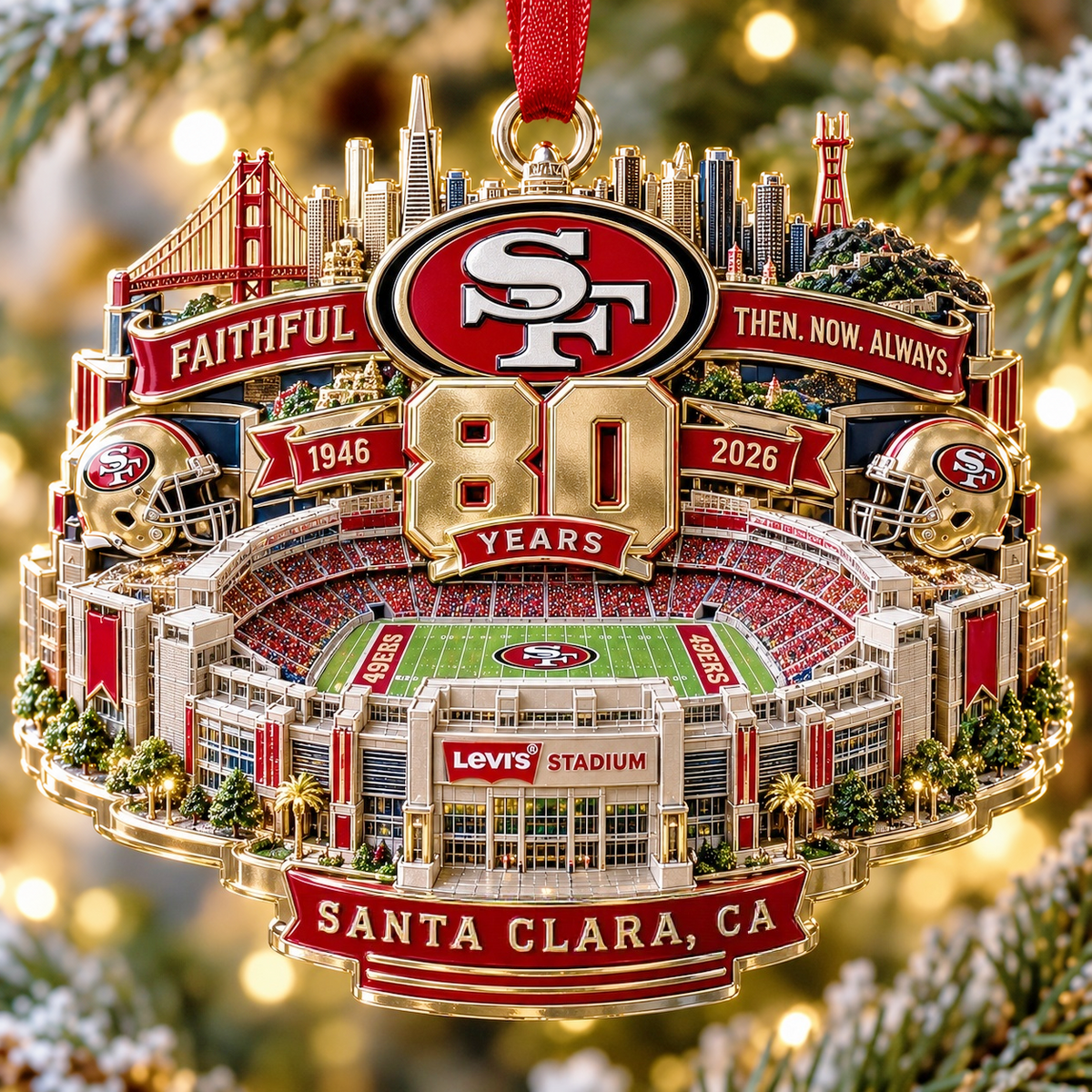 San Francisco 49ers 80th Anniversary Christmas Ornament