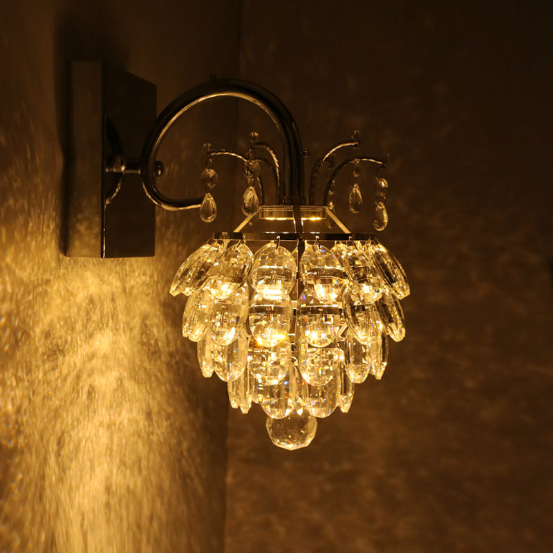 Sikunuo | Crystal Artichoke Wall Lamp Modern Style Nightstand LED Wall Light Lamp in Chrome