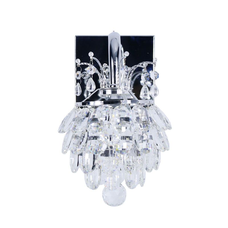 Sikunuo | Crystal Artichoke Wall Lamp Modern Style Nightstand LED Wall Light Lamp in Chrome