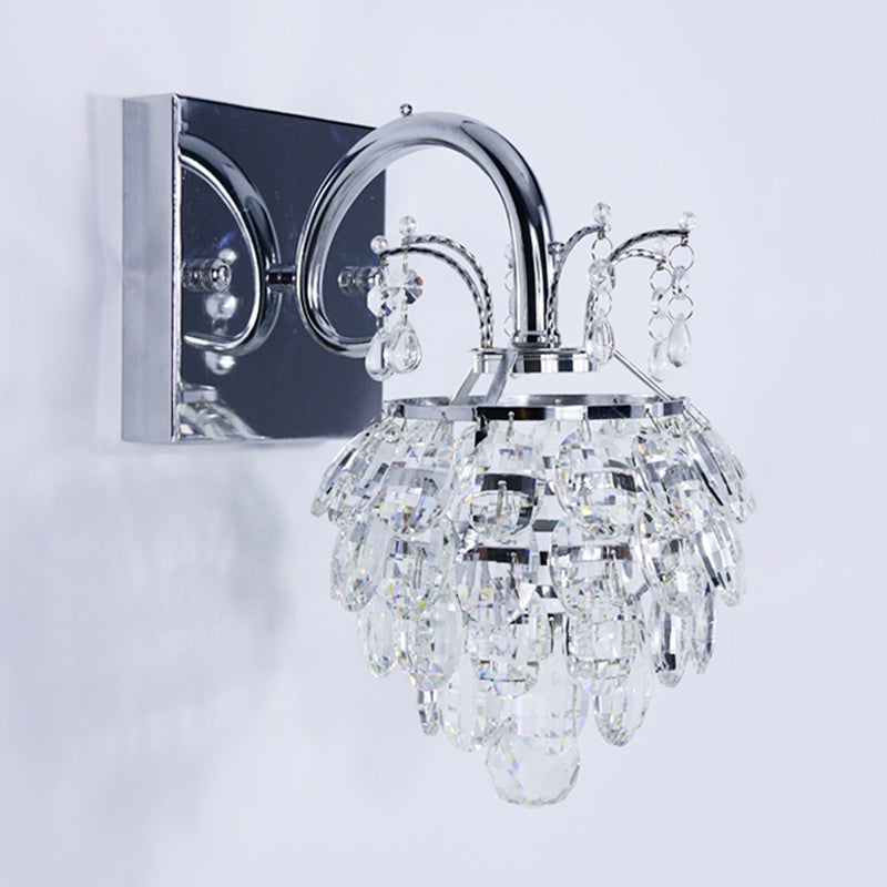 Sikunuo | Crystal Artichoke Wall Lamp Modern Style Nightstand LED Wall Light Lamp in Chrome