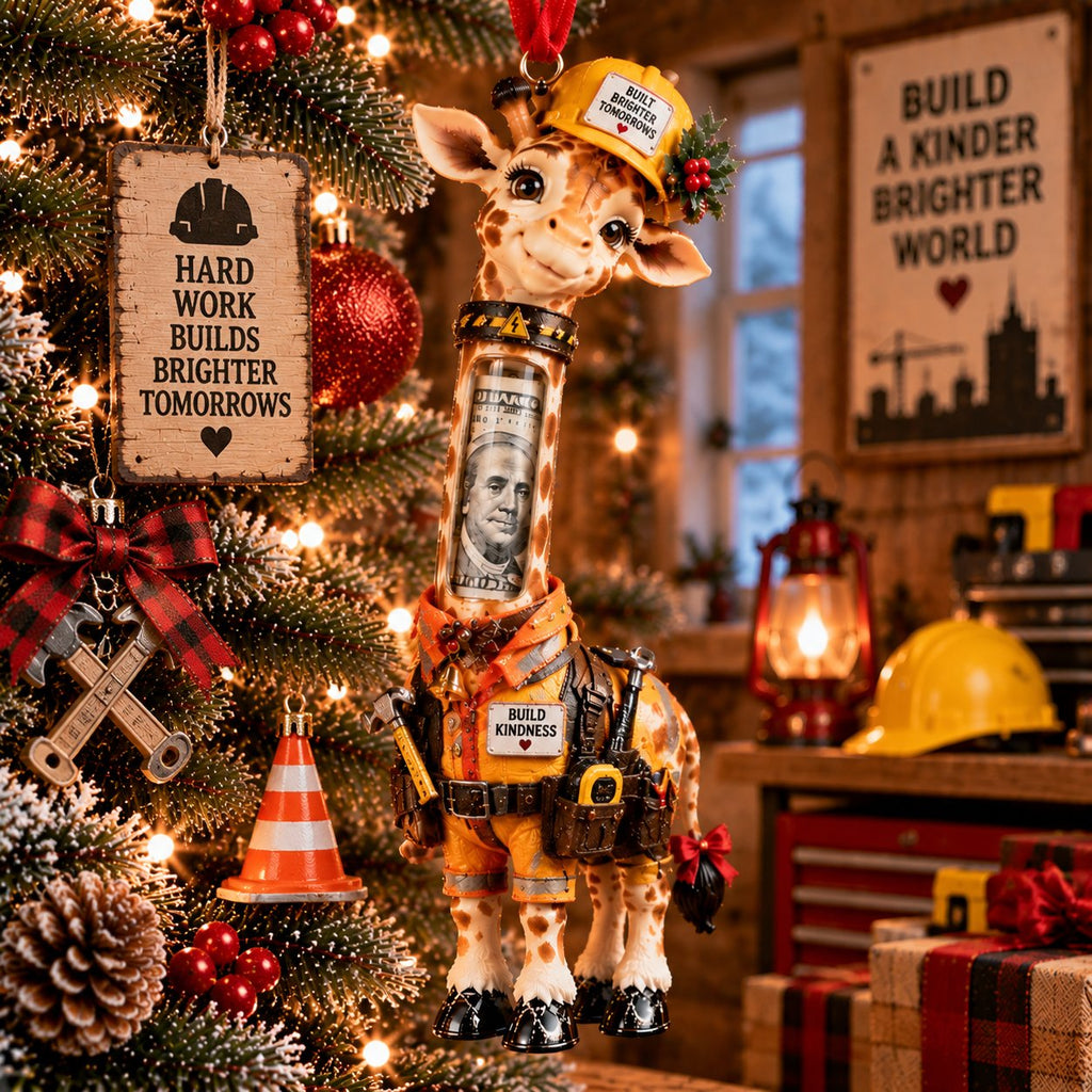 Giraffe on the Job Christmas Cash Holder Ornament