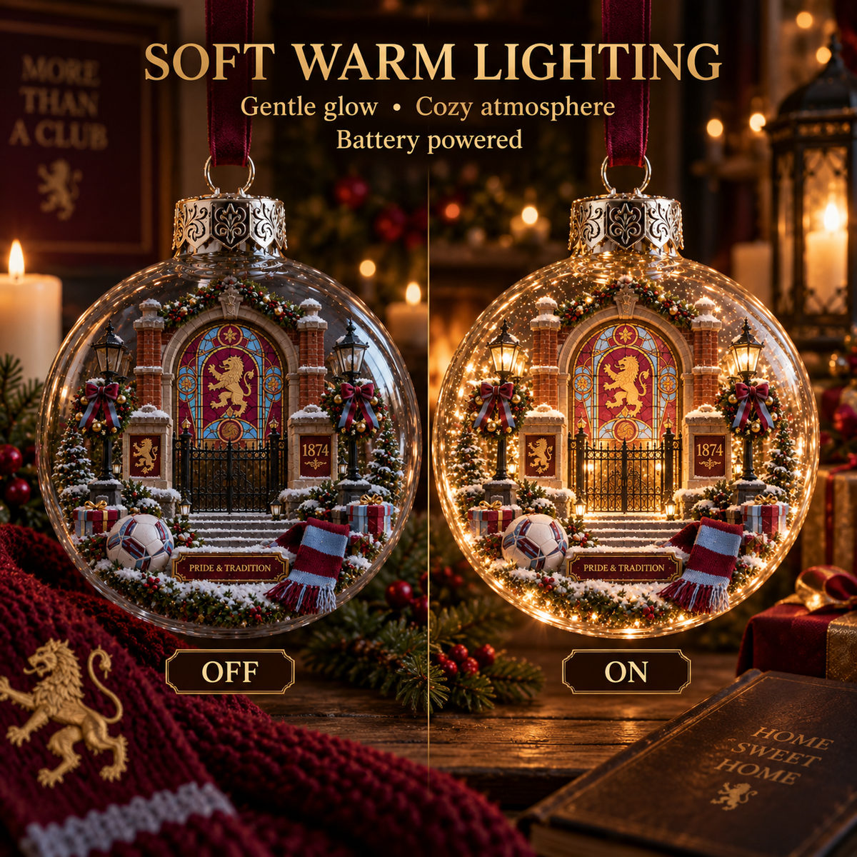 Pride & Tradition Light-Up Football Christmas Globe Ornament