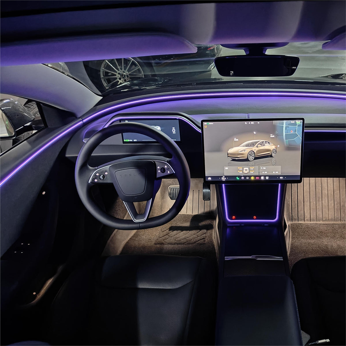 Sikunuo 8.9'' Dashboard Display with Ambient Lighting for Model 3 Highland / Model Y Juniper