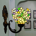 Sikunuo | 1-Light Wall Sconce Baroque Flower Hand-Cut Glass Wall-Mounted Lighting in Bronze with Swirl Arm