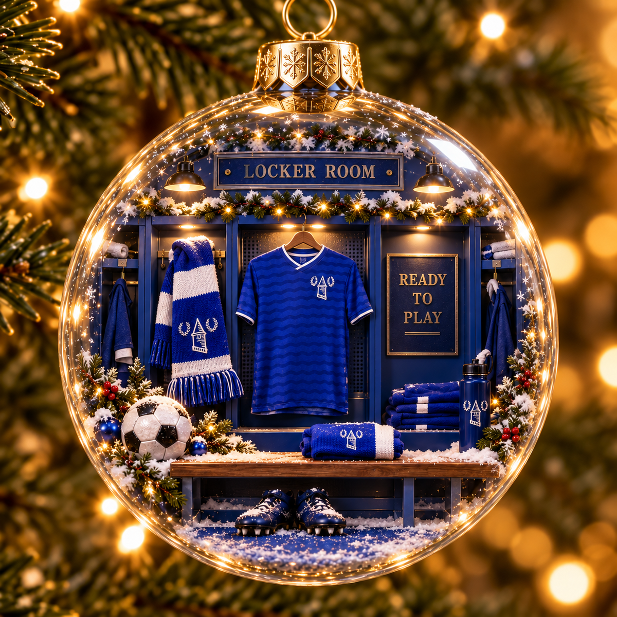 Nil Satis Nisi Optimum Light-Up Football Christmas Globe Ornament