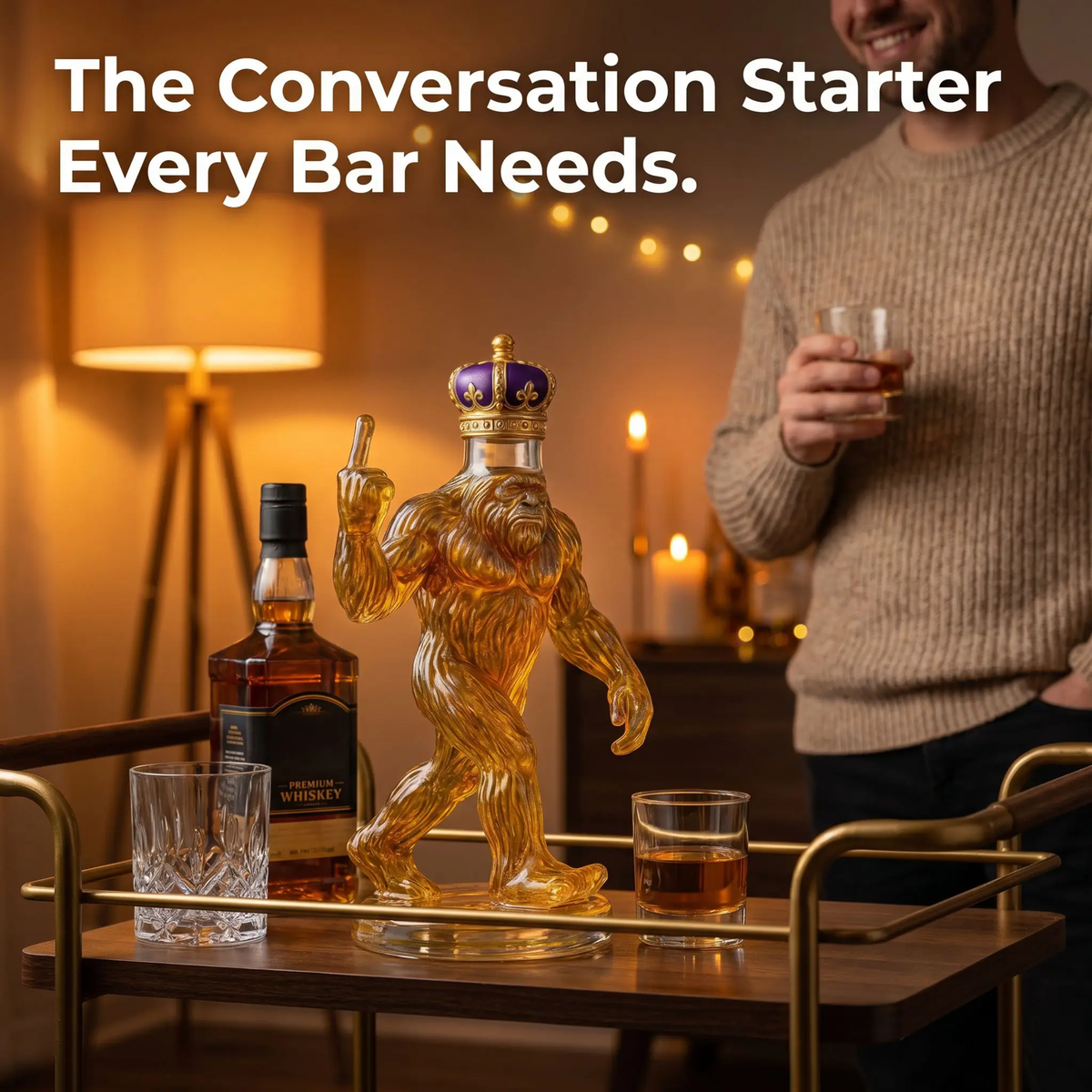 Sikunuo | Whiskey Decanter Funny Bigfoot Glass Bottle