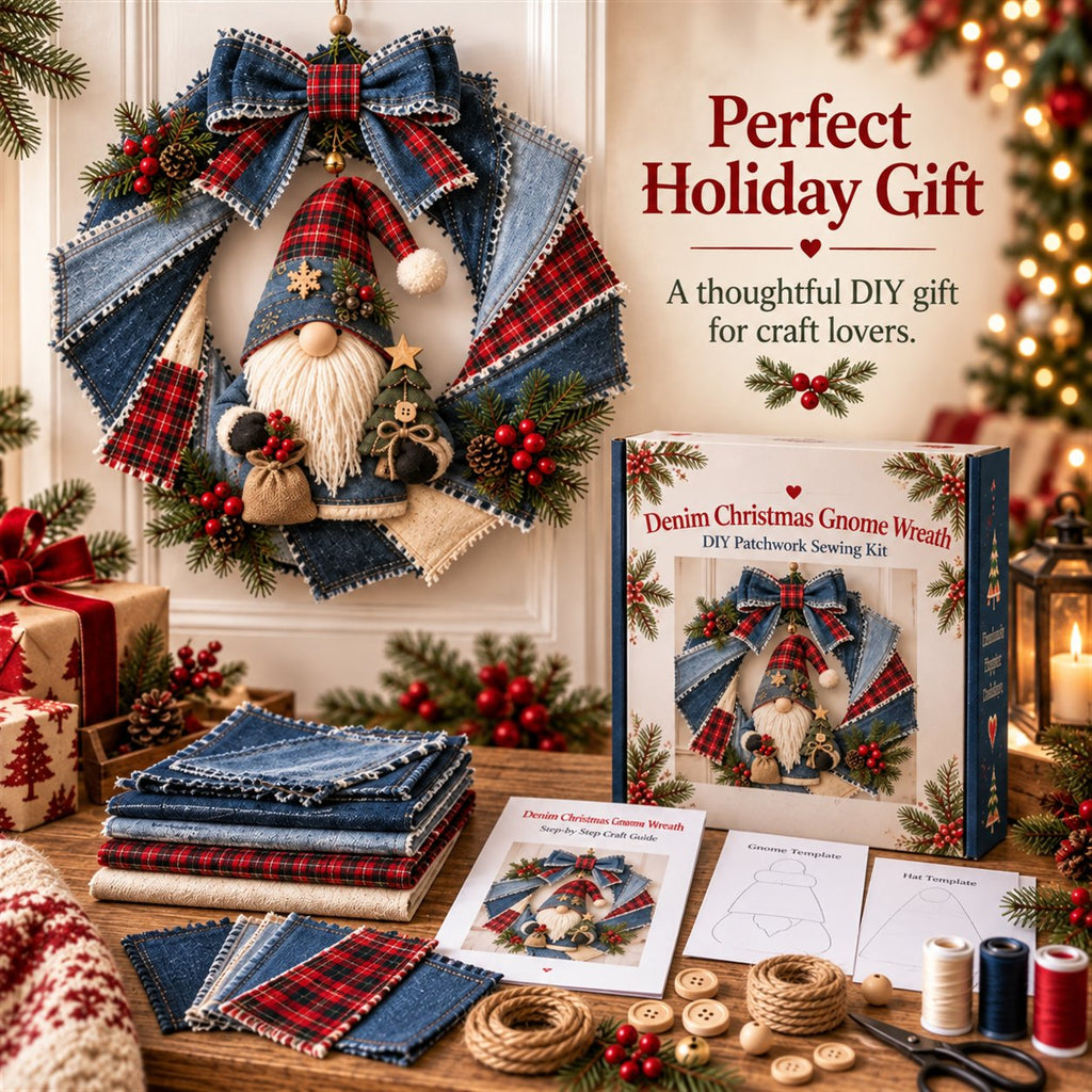Denim Christmas Wreath DIY Sewing Kit